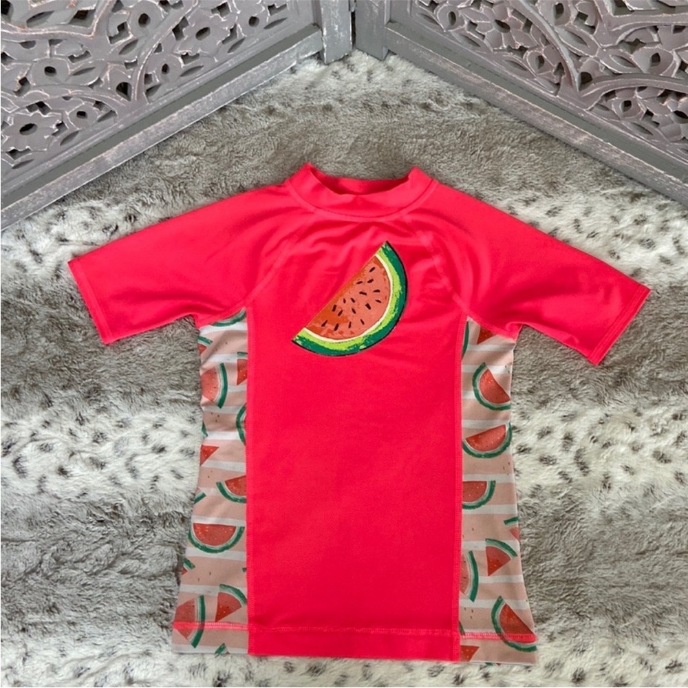 O’Rageous rashguard girls size small neon watermelon beach pool party tropical